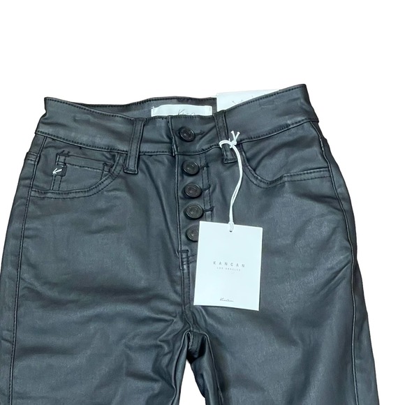 KanCan High Rise Ankle Skinny Jeans Size 1/24 Junior Faux Leather 21X27 - Picture 2 of 6